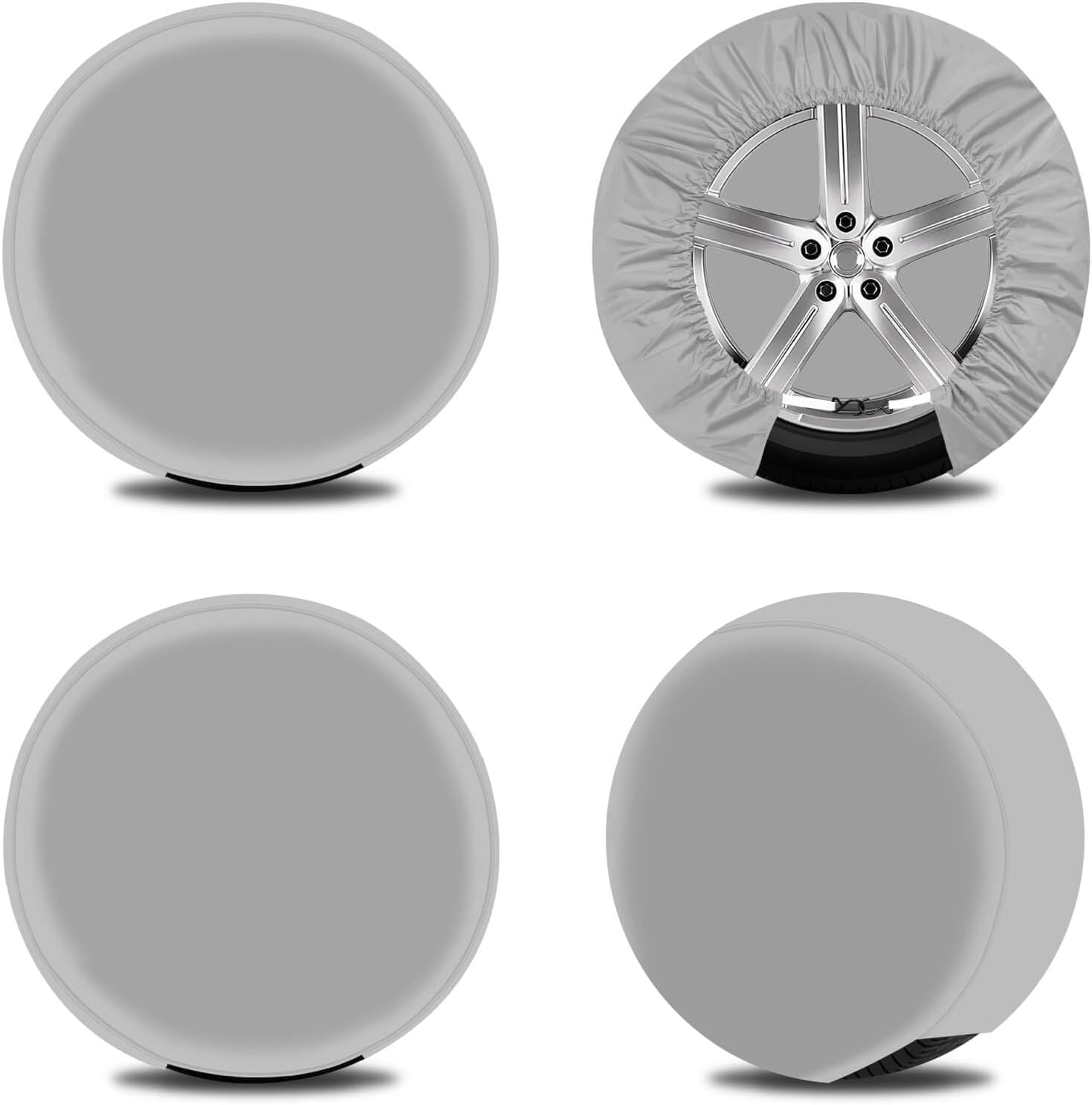 OutdoorLines Waterproof Spare Tire Covers Set of 4, UV-Proof Wheel Covers Windproof Tire Protector for RV, Jeep, Trailers, Camper, Van and Truck, Universal Fits Diameters 33-35, Gray