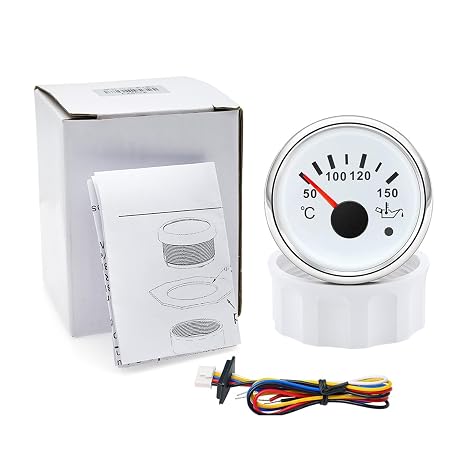 7 Color Light Pointer, 52MM Fuel Water Level Gauge, Voltmeter Oil Pressure Meter Water Oil Temp Gauge With Alarm Multi-Color Display(Oil temp WS)