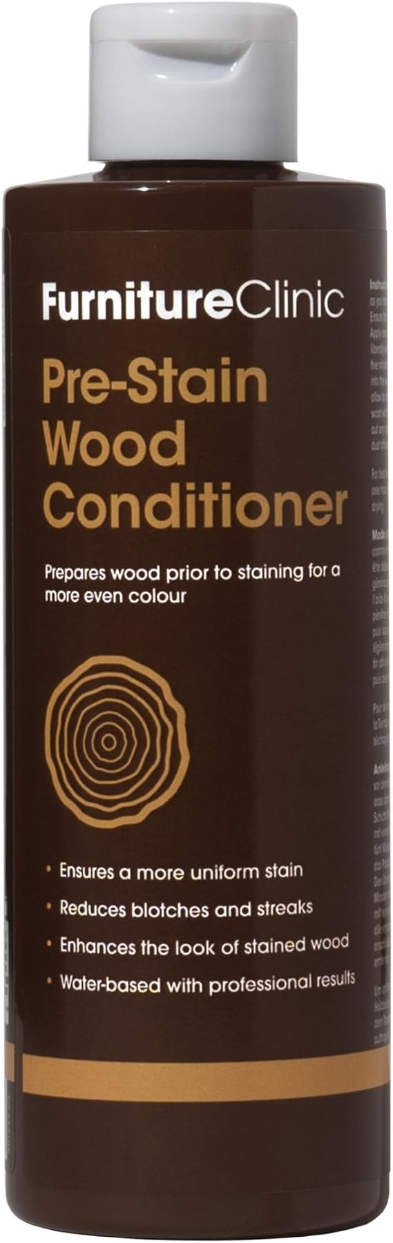 Furniture Clinic Pre-Stain Wood Conditioner - Water-Based - Indoor and Outdoor Use - Low Odor and Non-Toxic Use Before Staining Wood 8.5oz / 250ml