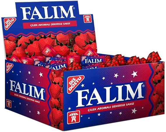 Falim Chewing gum with strawberry aroma in the box (100 pieces)