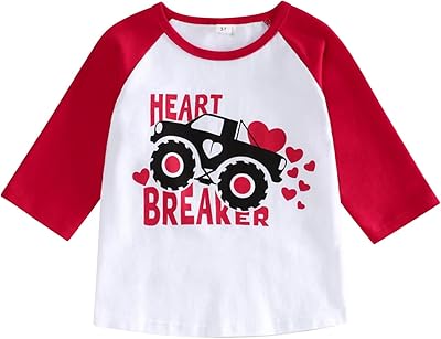 Valentines Tees Baby Boys Girls T-Shirt Heart Breaker Print 34 Long Sleeve Valentines Toddler Tops