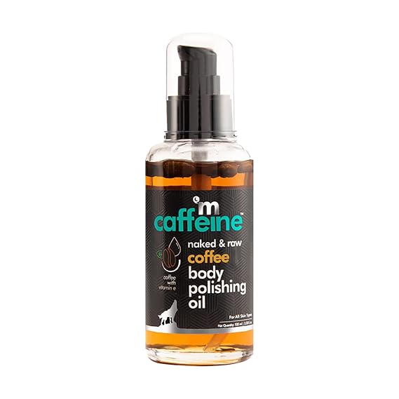mCaffeine Coffee Body Polishing Oil (100ml) for Reducing Stretch Marks and Cellulite | With Olive and Vitamin E for a Soft and Moisturized Skin | Natural and Vegan for Daily-Use