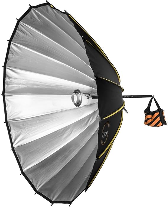 Glow Profond Quick-Open 70.8" Deep Parabolic Softbox with Focusing Rod System (180cm), Octadecagon Fiberglass Rod Round Soft Box with Bowens Mount is Suitable for Outdoor and Indoor Shooting