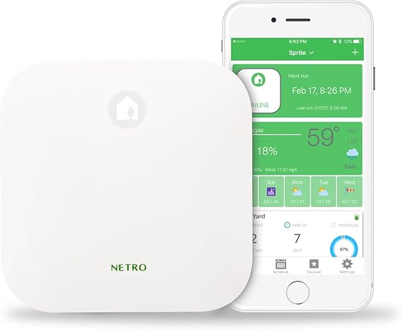 Netro Smart Sprinkler Controller 12 Zones Sprinkler Timer App-Based Irrigation Controller for Garden Lawn 2.4GHz WiFi Weather Service Plant Database APP Community Rain Skips Compatible with Alexa