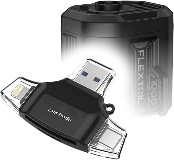 BoxWave Smart Gadget Compatible with Flextail Evo Pump 3 - AllReader SD Card Reader, microSD Card Reader SD Compact USB - Jet Black