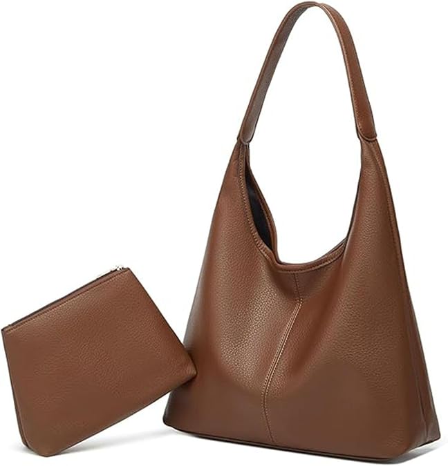 Women's Large Shoulder Bag University Student Shoulder Bag Leather Crossbody Bag Women's Wide Strap Handbag for Hanging Set of 2