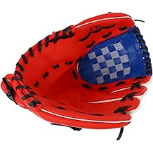 TOYANDONA Pu Thicken 10.5 Inch Infield Baseball Glove for Pitchers, Red Softball Glove Protective Padding, Lightweight Sports Mitt for Training and Game Use