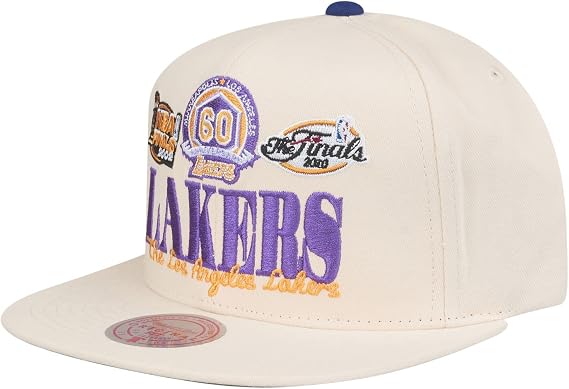 Mitchell & Ness Los Angeles Lakers NBA Reframe Retro Hardwood Classics Snapback Hat Cap - Off White