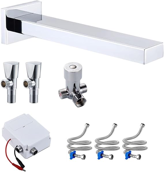 Wall-Mounted Sensor Faucet Wall Mount Automatic Faucet Wall Hands Touch Free Bathroom Tap, Wall-Mounted Touchless Faucet for Bathroom Hidden Automatic Sensor Faucet(Cold Water+Hot Water)