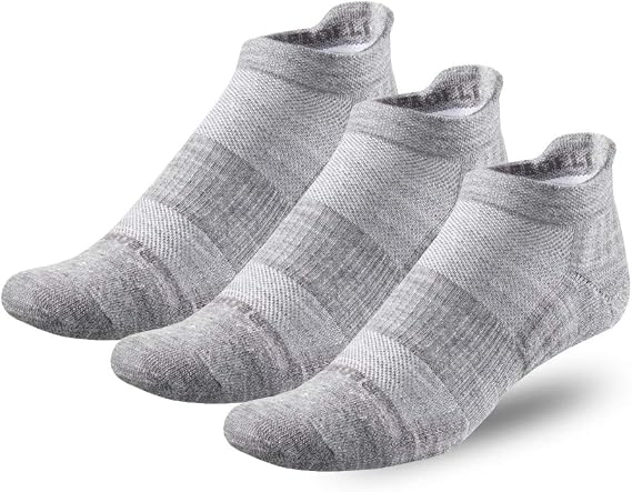 People Socks 3 Pairs 60% Merino Wool No Show Athletic Tab Lightweight Socks (Large, Light Grey)