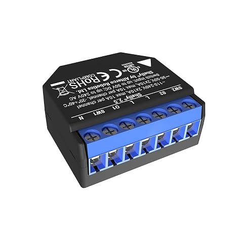 Shelly 2.5 Relay Switch, WiFi Smart Home Automation, Compatible with Alexa & Google Home, iOS Android, No Hub Required, Wireless Light Switch, Smart Appliances, Dual Power Metering, UL Certified