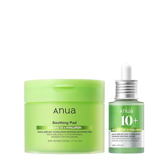 Anua Azelaic Acid Redness Soothing Prep & Boost Duo, Soothing & Calming Synergy, Spot care with Mini Sheet mask for Day & Night Routine, Korean skincare set