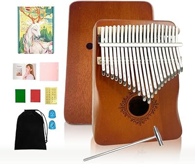 Kalimba Thumb Piano 21 Key - Portable Mbira Finger Piano for Adults Beginners, Mini Musical Instrument with Tuning Hammer & Carry Bag, Gift for Music Lovers Mahogany