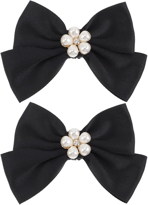 Bow Shoe Clips with Pearls Decorative Shoe Charms for Women Dress Shoes Wedding Party Accessories Lightweight Easy to Attach