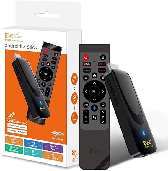 Android 14 bluetooth TV Stick, 2026 Largest 8K Streaming TV Stick,RAM 2GB ROM 16GB Dual WiFi 2.4G/5.8G 10K HDR 10+ Streaming Media Player