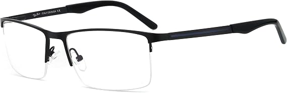 RICH MODE Classic Blue Light Blocking Eyeglasses Fashion Half Frame Clear Lens Glasses for Men Gray