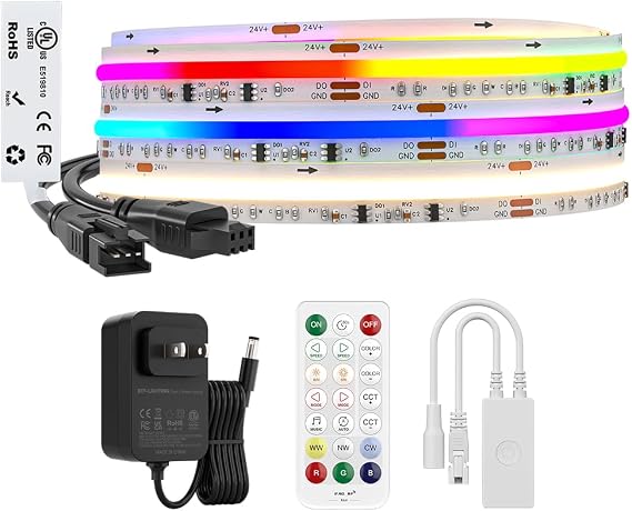 BTF-LIGHTING 9.8FT WS2811 Dual IC Chasing RGBCCT DC24V COB LED Strip Kit