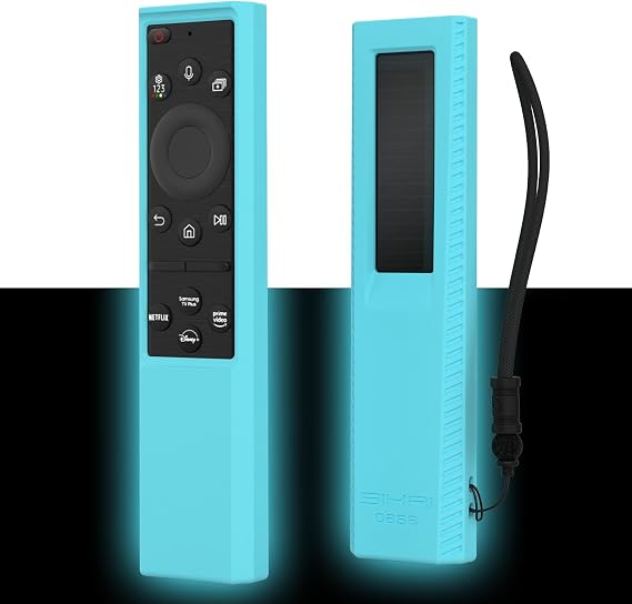 SIKAI CASE Silicone Remote Cover, Compatible with Samsung SolarCell TM2280E, TM2240A, BN59-01386, BN68-13841G, BN59-01385A Remotes, Shockproof Anti-Lost Case with Lanyard (Glow Blue)