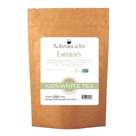 The Republic of Tea Emperors 100% White Tea Bags, Steeps 250 Low-Caffeinated Cups