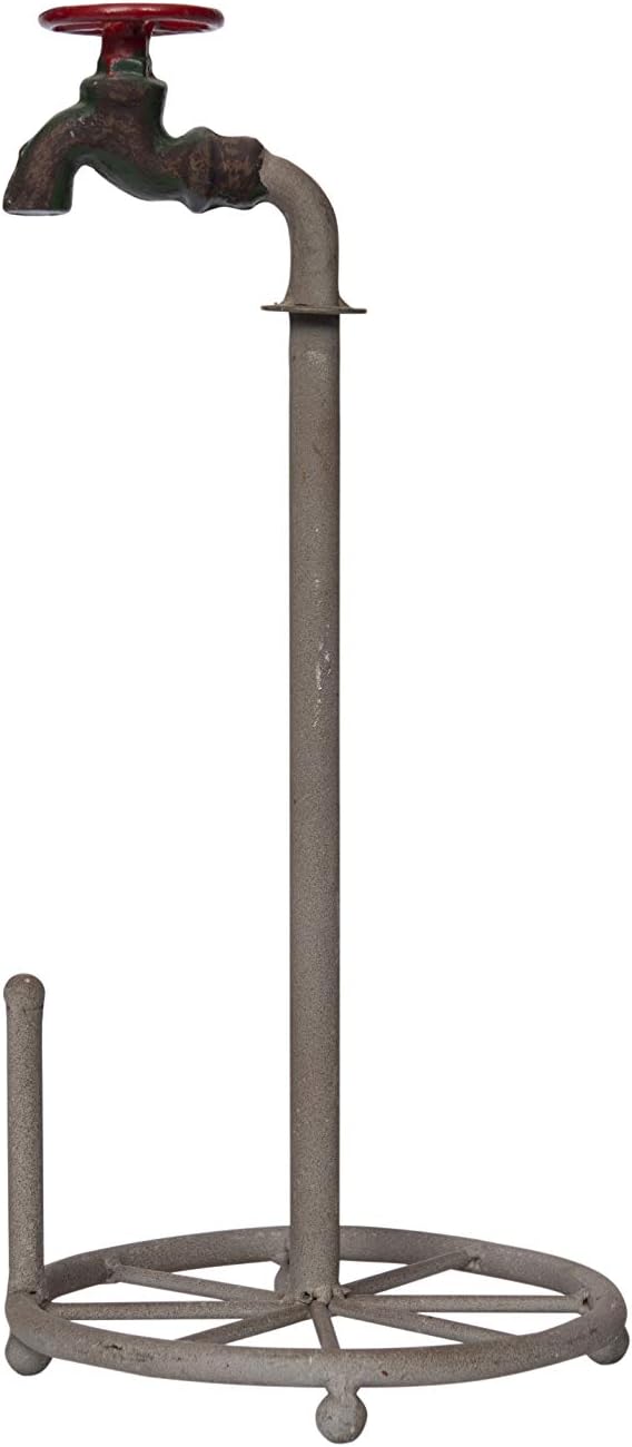 Creative Co-Op Charming Cast Iron Paper Towel Holder with Miniature Faucet Detail