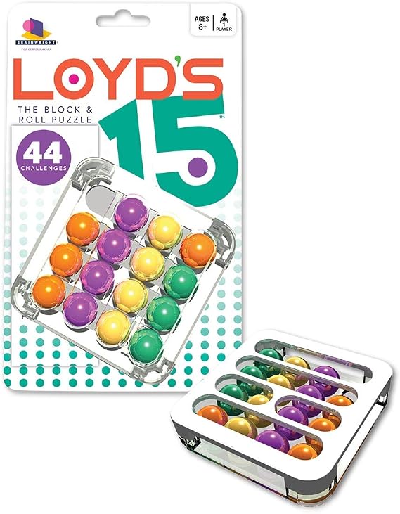 Brainwright Loyd's 15 Block & Roll Puzzle Game, a Sliding Puzzle with 44 Strategy & Problem-Solving Challenges