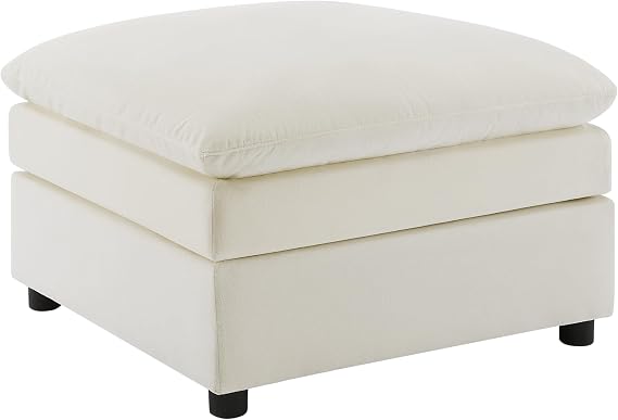 VANOMi Modular Ottoman Seat, Sectional Sofa Cube Footstool, Ivory White