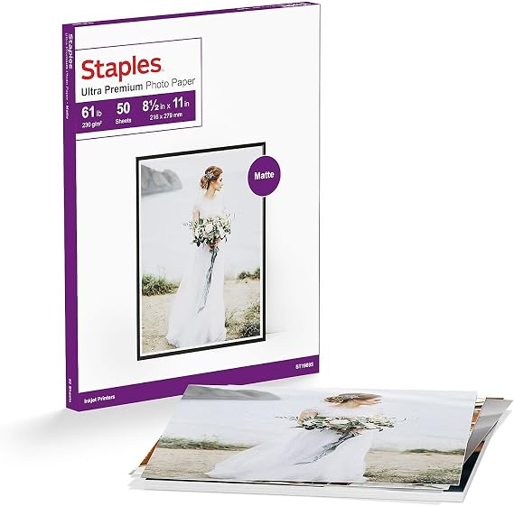 Staples Matte Photo Paper, 8.5x11 Inch, 50-Pack