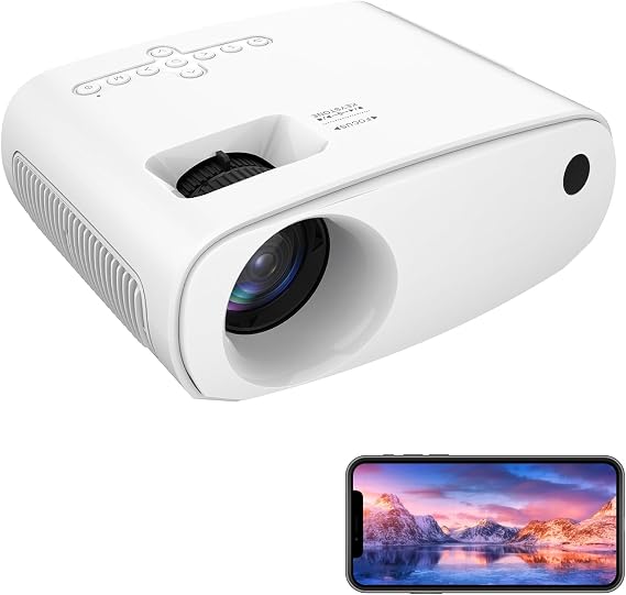 Mini Projector with Wifi and Bluetooth - Portable Outdoor Movie Projector 1080P Full HD Compatible with HDMI/ Phone/ Tablet/ Laptop/ TV Stick/ PS4