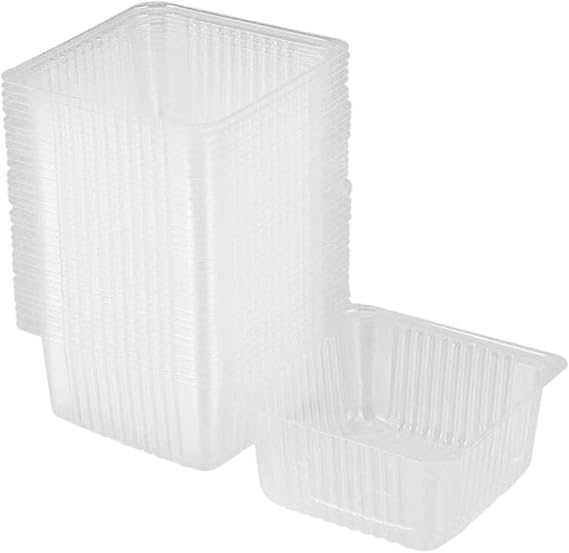 Moon Cake Trays 50G Mooncake Tray Square Clear Individual Plastic Cupcake Muffin Single Container Box Mooncake Package Box Container Holder for Cake Party Wedding, 100 Pack