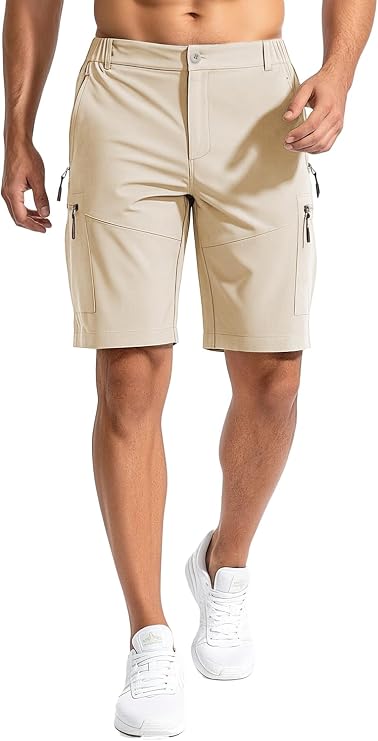 HUNGSON Men's Hiking Lightweight Outdoor Quick Dry Breathable Shorts Travel Golf Camping Casual with 5 Zipper Pockets