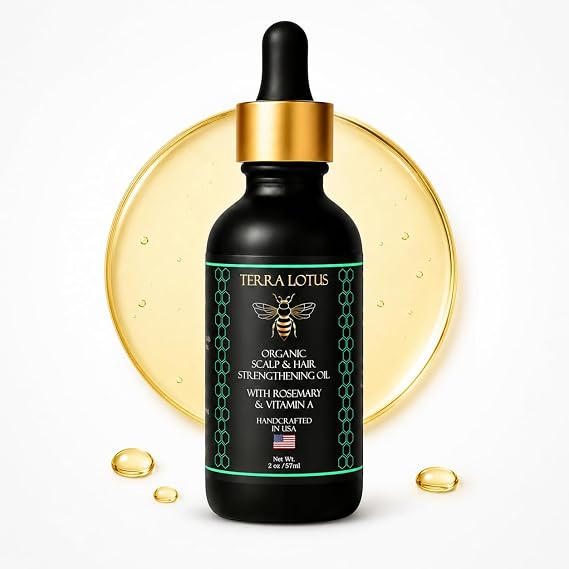 Terra Lotus - Organic Hair Oil, for Hair Growth, Split Ends & Dry Scalp Treatment - With Rosemary & Mint for Strengthening, Soothing, Moisturizing & Encouraging Longer, Healthier Hair (2 Fl Oz)