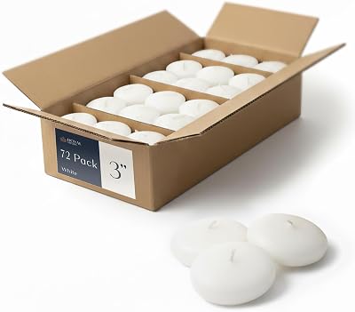 Royal Imports White Floating Candles 3 - Pack of 72 Unscented Dripless Wax Discs - 10 Hour Burn Time - for Centerpieces, Weddings, Events, Home Décor
