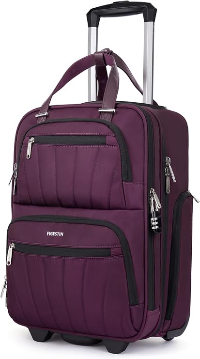 Underseat Carry On Luggage with Wheels, 16-inch Softside Rolling Under Seat Luggage, Lightweight Overnight Small Mini Carry On Suitcase for Women Men