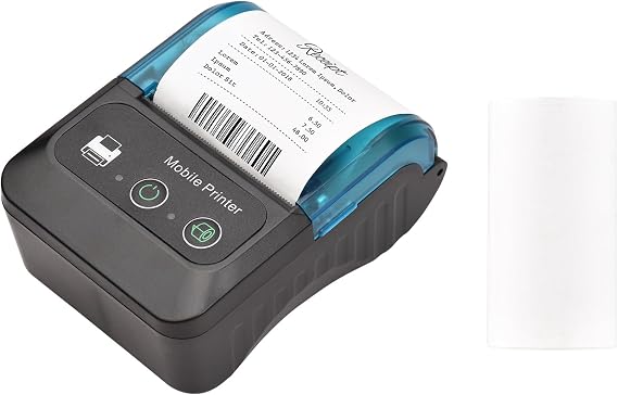 Receipt Printer, 58mm Thermal Printer 2 inch Portable Mini Mobile Pocket Printers with 1 Thermal Paper Roll, USB BT Connection Compatible with/Android for Office