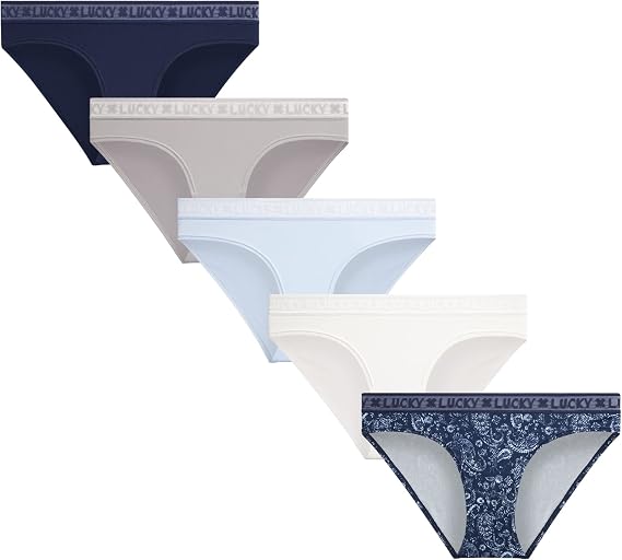 Lucky Brand Women's Underwear - 5 Pack Microfiber Bikini Panties (S-XL)