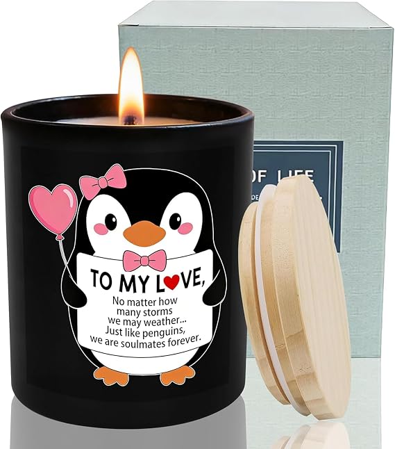 Candle Gifts for Him Men Husband Fiance Couple Funny Unique Anniversary Valentines Day Christmas Birthday Romantic Gag Gift, Scented Candle Naughty Valentine Gifts for Men Women Boyfriend (Penguin A)