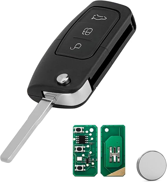 4d63chip Ford Fiesta Focus SMax BMax Ecosport Galaxy Kuga Mondeo Key Fob | 433MHZ 3 Buttons Flip Ford Fiesta Focus Key Fob Replacement Remote Key HU101Blade