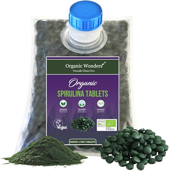 Organic Spirulina Tablets | 3 Months Supply | 600 x 500mg | Glowing Hair, Skin & Nails | High Iron by Organic Wonders