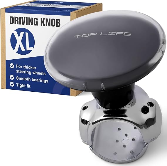 Steering Wheel Knob for Semi Truck - XL Size for Thick Steering Wheels | Universal Suicide Knob for Heavy Duty, Vans, Pickup Trucks, Tractors, Forklifts, Mowers, Boats - Extra-Wide Fit, Non Slip