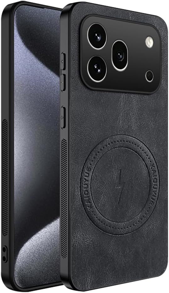 Case for Honor 600 Pro, Camera Lens Protection TPU Bumper Corners Shockproof Leather Back Cover Shell Compatible with MagSafe Stand and Wallet (Black)