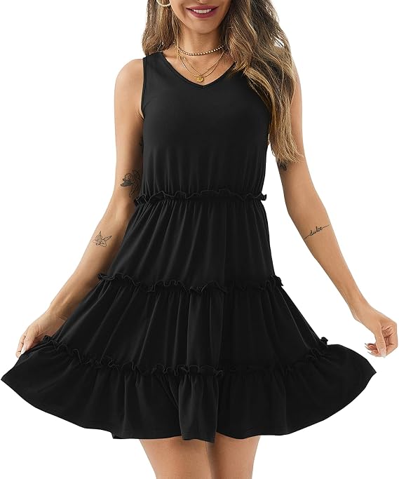 PerZeal Women's 2026 Summer Dress Casual Sleeveless Boho Beach Vacation Outfits Mini Sundress