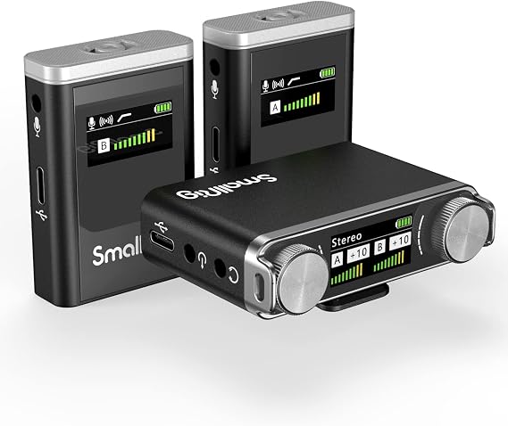 SmalRig W60 Wireless Microphone for iPhone, Cameras, Wireless Lavalier Mic with Dual Channel Noise Reduction Gain Control for Vlogging & Live Streaming, 8H-Battery Life, 328ft - 3487