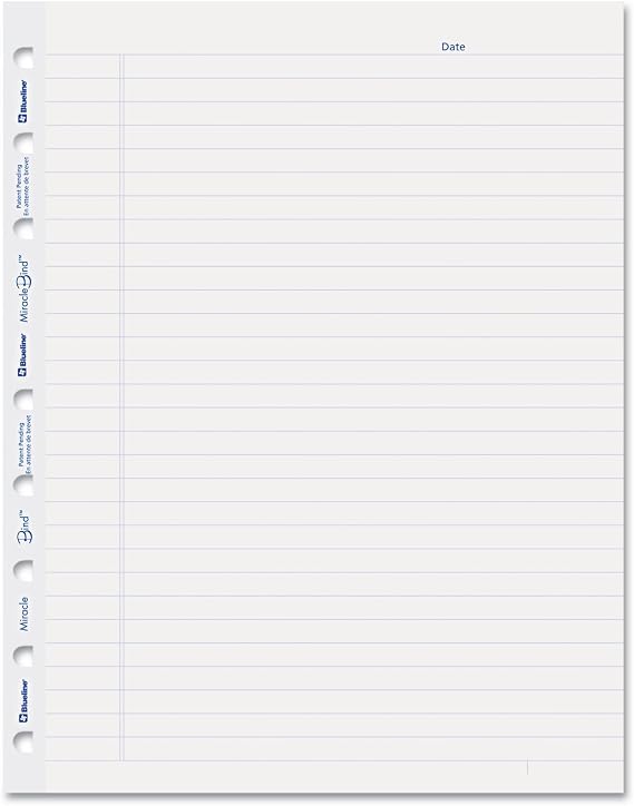 Blueline MiracleBind Notebook Refill Sheets 50 Sheets 9.25x7.25-Inch (AFR9050R) , White