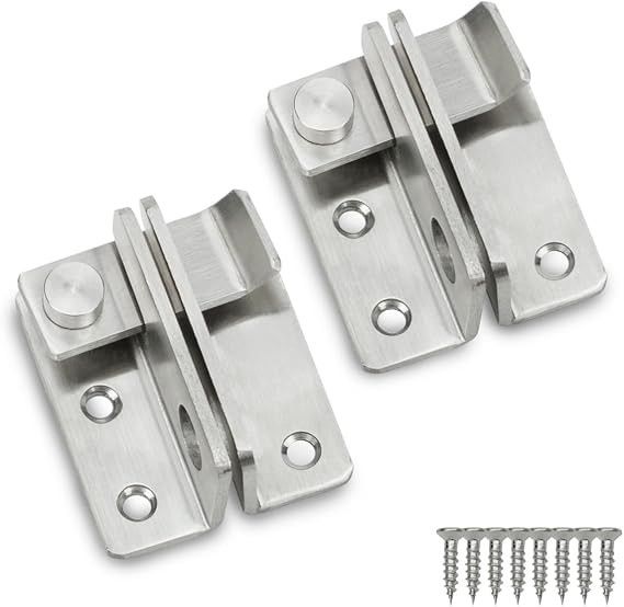 Bwintech 2 Pcs 2.4 Inch Satin Nickel Flip Gate Latches, Stainless Steel Bolt Latch for Safety Door Lock Latch, Left Open