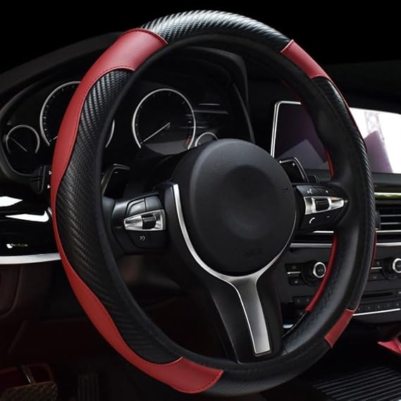 Steering Wheel Cover for Skoda SUV Enyaq iV/Kamiq/Karoq/Kodiaq/Kushaq/Vision/Yeti Car Interior Accessories Non-Slip Breathable Red