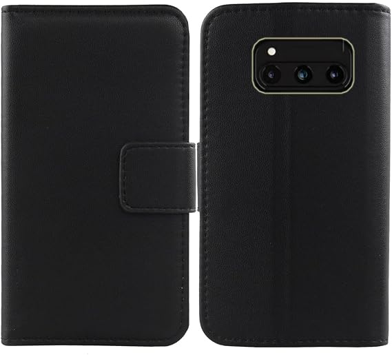 Premium Genuine Real Flip Folder Folio Leather Case For Volla Phone Quintus 6.78" Business Phone Protection Protector Cover Skin (Black)