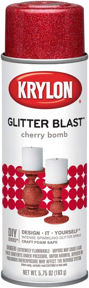 Krylon K03806A00 Glitter Blast Glitter Spray Paint for Craft Projects, Cherry Bomb Red, 5.75 oz