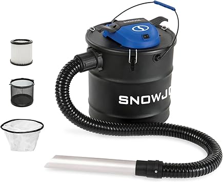 Snow Joe Bagless Canister Vacuum Cleaner, Metal Canister w/ Hose & Filter, 4.8 Gallon, 4-Amp Motor - Ash Vacuum Cleaner for Home, Garage, and Outdoor Spaces, ASHJ201