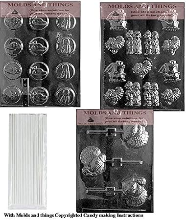 TURKEY LOLLY Chocolate Candy mold, Thanksgiving Mints chocolate candy mold & Thanksgiving assortment chocolate candy mold with Molding Instruction