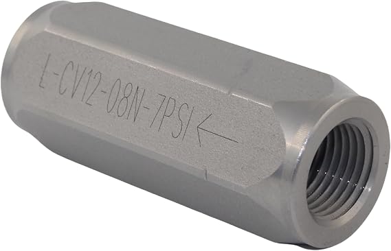 1/2'' NPTF Hydraulic In-Line Check Valve, Non-Return Valve High Pressure, Single Way, 12GPM, 5000PSI